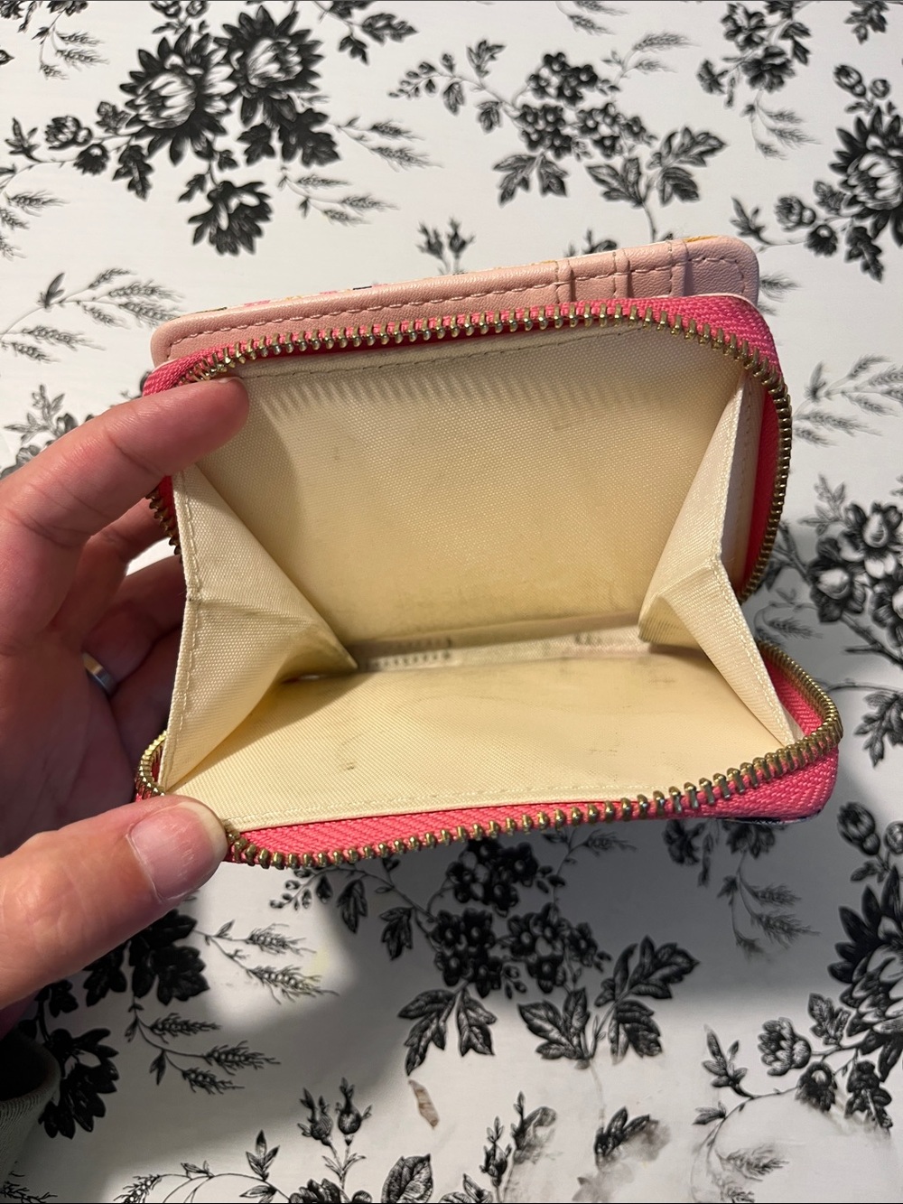 Spartina 449 Pink Floral Zip Wallet with Green and Gold Leaf Accents - Picture 4 of 7